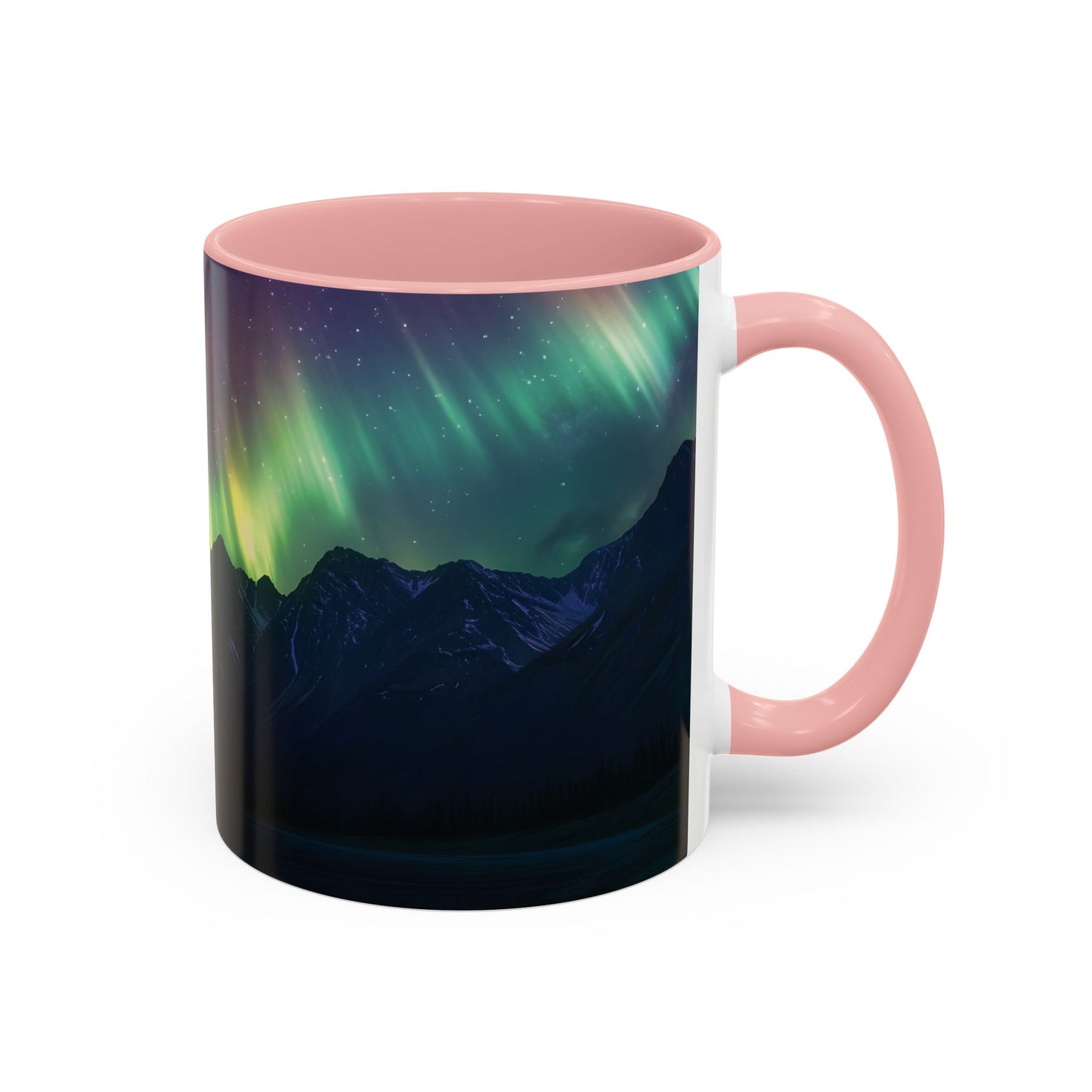 Illuminate Your Mornings: Northern Lights Accented Ceramic Mug 11, 15oz