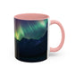 Illuminate Your Mornings: Northern Lights Accented Ceramic Mug 11, 15oz