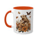 Capybara Family Autumn Mug | Whimsical 11oz Ceramic Coffee Cup with Color Accent