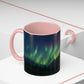 Illuminate Your Mornings: Northern Lights Accented Ceramic Mug 11, 15oz