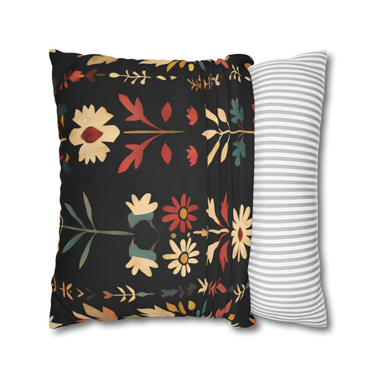 Spun Polyester Square Pillowcase, Vintage Floral Pillow Cover – Add a Touch of Nature to Your Home Decor!