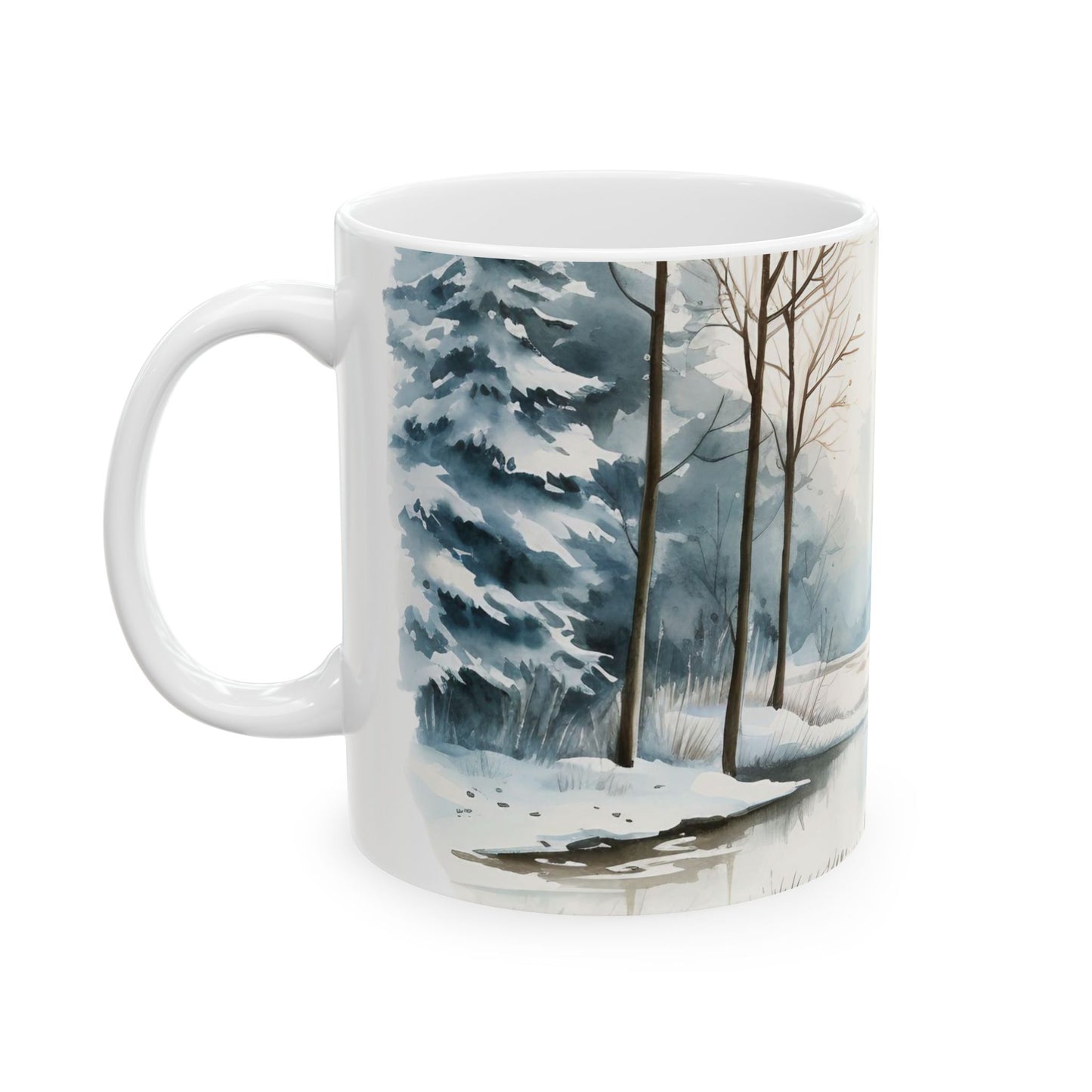 Winter Ceramic Mug 11oz, Christmas Gifts, Coffee Mug, Nature Mug, Unique Mugs