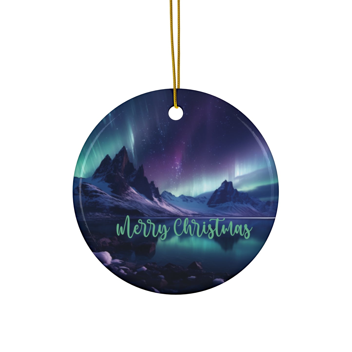 Aurora Borealis Custom Christmas Ornament, Christmas Gift, Christmas Ornaments, Ceramic Ornament, Northern Lights, Yukon, Arctic Vibes