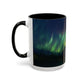 Illuminate Your Mornings: Northern Lights Accented Ceramic Mug 11, 15oz