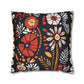 Boho Chic Floral Pillow Cover – Bold Indoor Decor | Spun Polyester Square Pillowcase | Decorative floral pillow