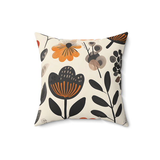 Bold Autumn Floral Pillow – Add a Pop of Color and Style to Your Space! Spun Polyester Square Pillow