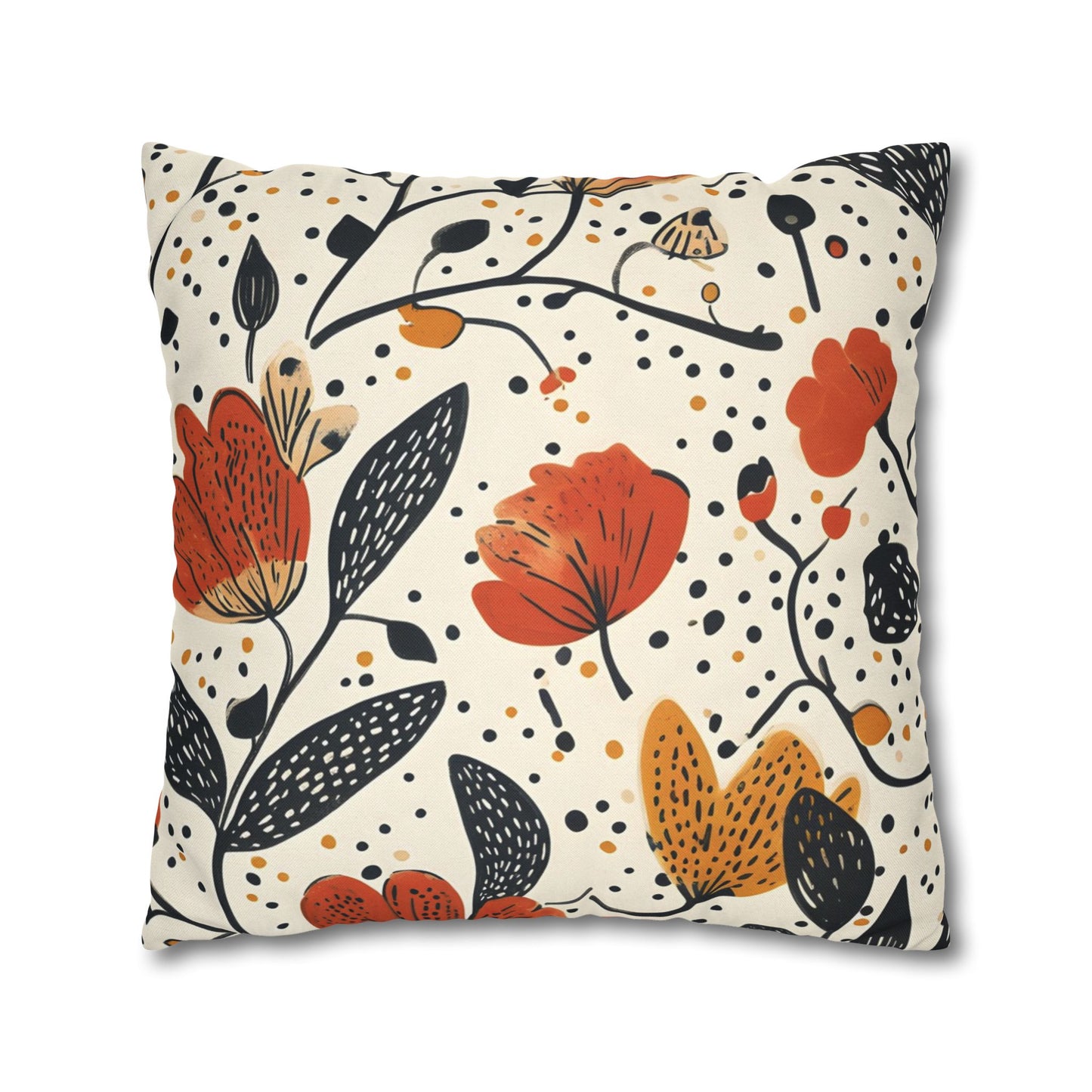 Autumn Bloom Pillow Cover – Cozy Up Your Space with Warm Floral Decor! Spun Polyester Square Pillowcase