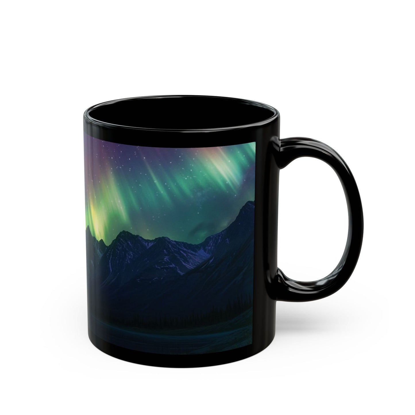 Aurora Borealis Magic: Northern Lights Ceramic Black Mug