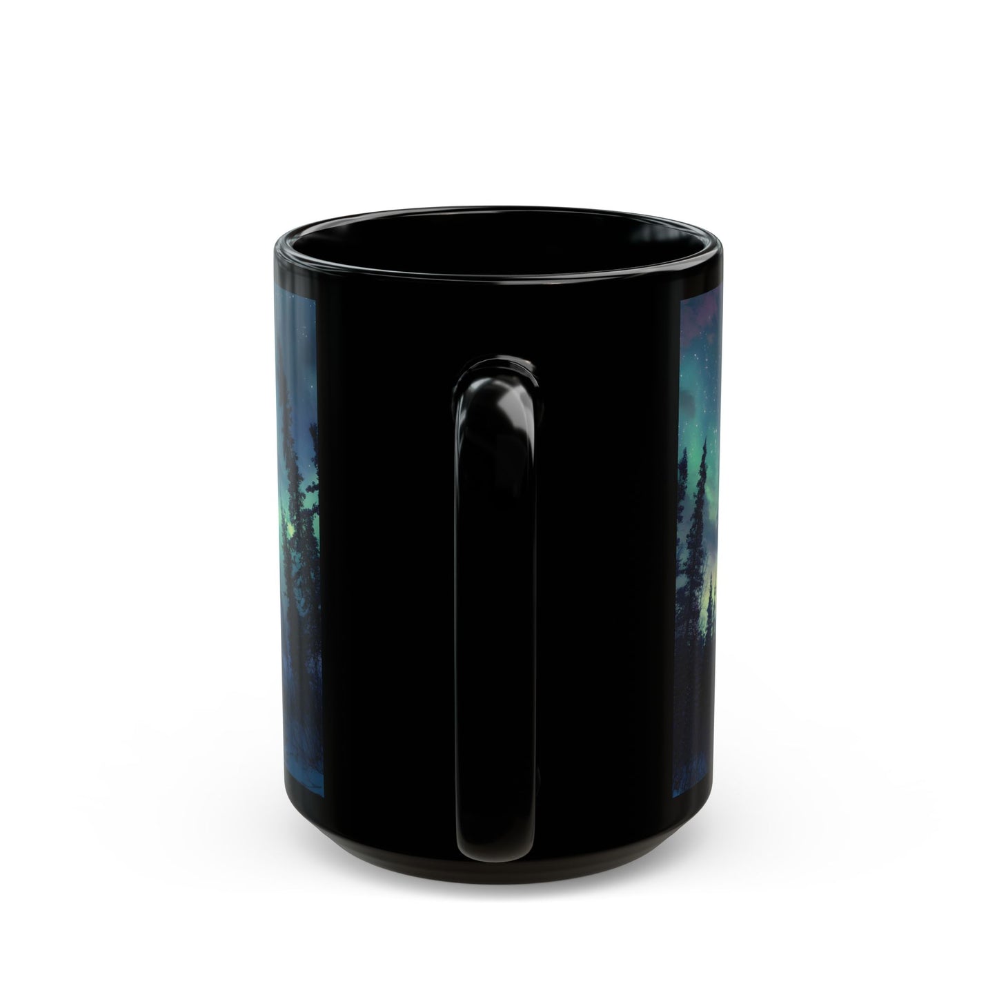 Enchanting Aurora Borealis Black Ceramic Mug | Northern Lights Mug