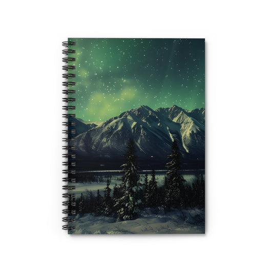 Northern Lights Mountain Spiral Notebook – Write Under the Stars| Aurora Borealis Spiral Notebook - Ruled Line