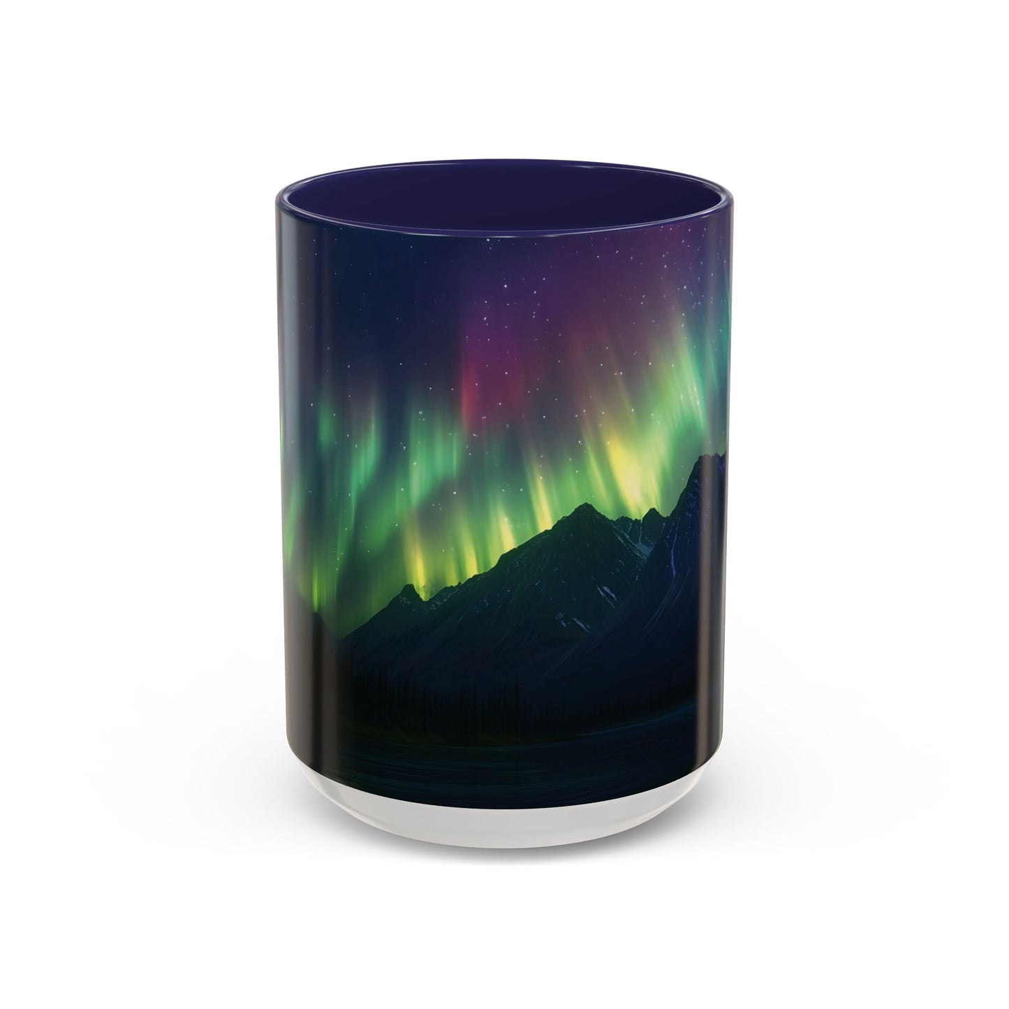 Illuminate Your Mornings: Northern Lights Accented Ceramic Mug 11, 15oz