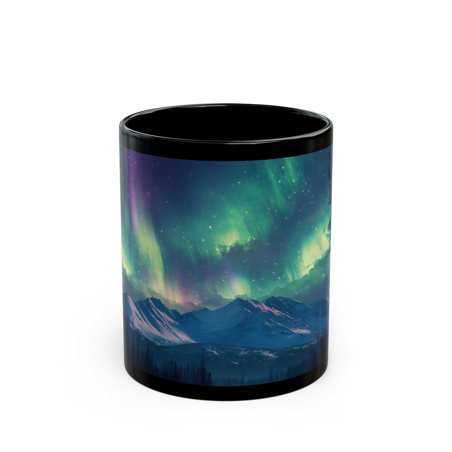 Enchanting Aurora Borealis Black Ceramic Mug | Northern Lights Mug