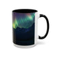 Illuminate Your Mornings: Northern Lights Accented Ceramic Mug 11, 15oz