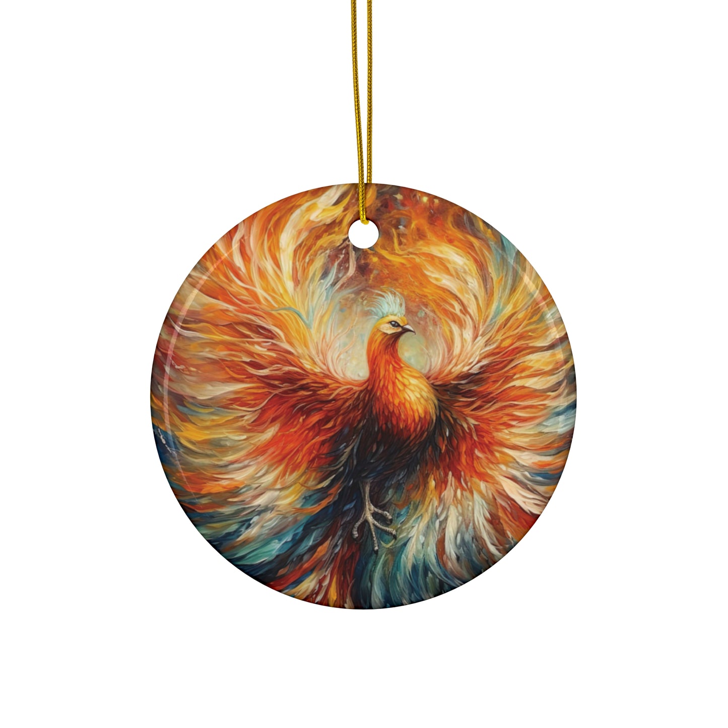 Phoenix Christmas ornament, Unique holiday ornament, Rising Phoenix Christmas Gift, Christmas Ornaments, Ceramic Ornament, Symbol of Renewal and Strength