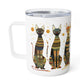 Whimsical Cats Insulated 10oz Coffee Mug | Stainless Steel Travel Mug with Snap-On Lid | Durable adventure mug