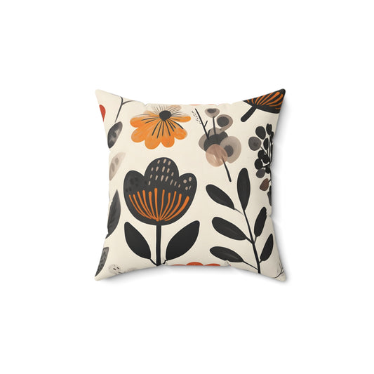 Bold Autumn Floral Pillow – Add a Pop of Color and Style to Your Space! Spun Polyester Square Pillow