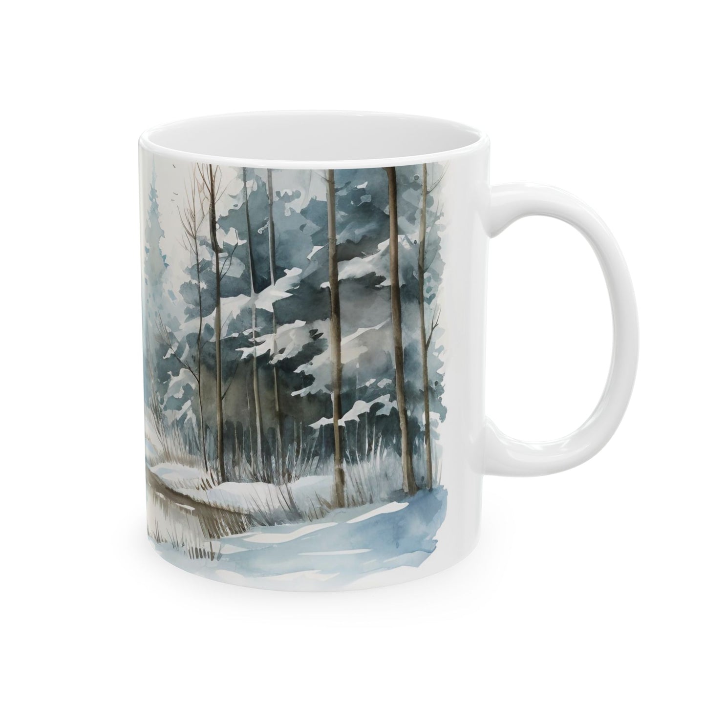 Winter Ceramic Mug 11oz, Christmas Gifts, Coffee Mug, Nature Mug, Unique Mugs