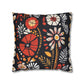 Boho Chic Floral Pillow Cover – Bold Indoor Decor | Spun Polyester Square Pillowcase | Decorative floral pillow