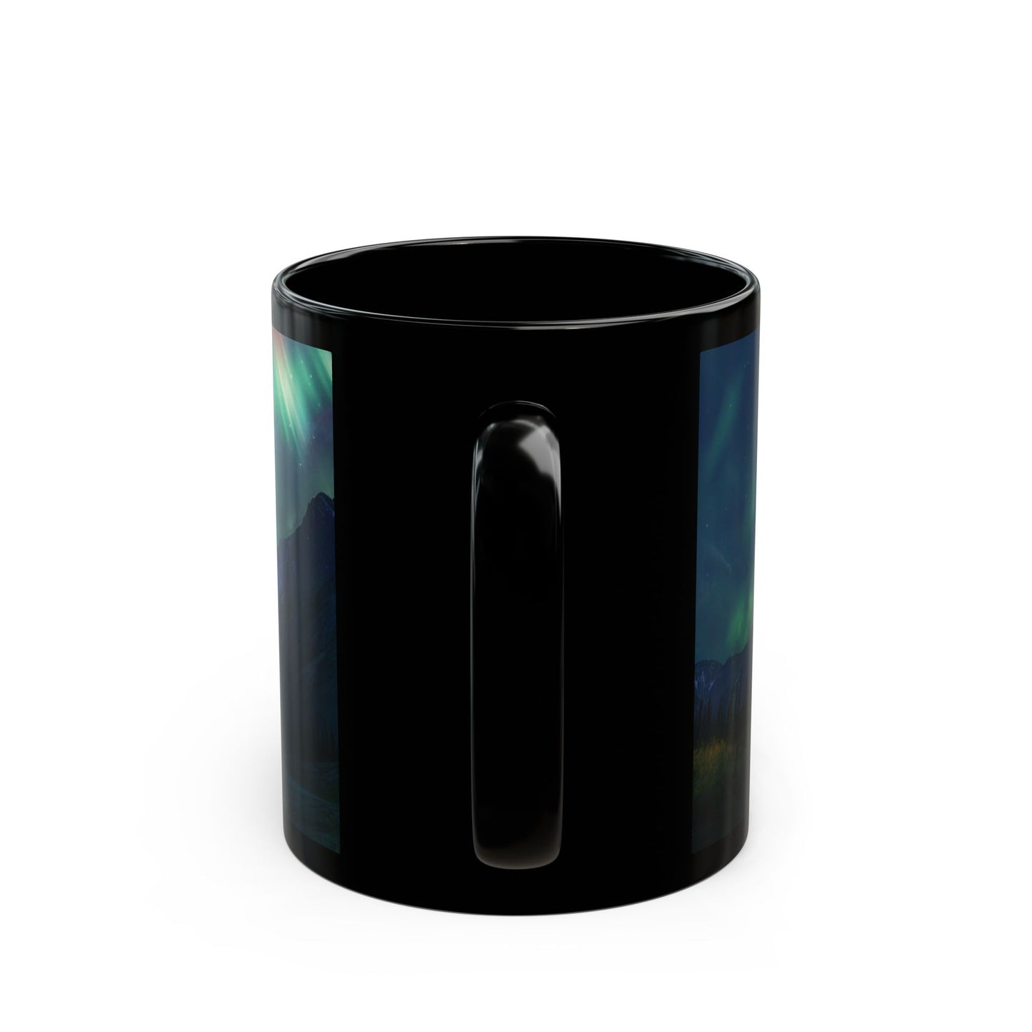 Aurora Borealis Magic: Northern Lights Ceramic Black Mug