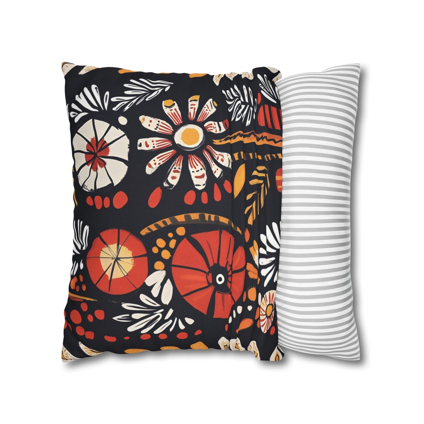 Boho Chic Floral Pillow Cover – Bold Indoor Decor | Spun Polyester Square Pillowcase | Decorative floral pillow