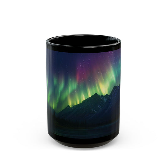 Aurora Borealis Magic: Northern Lights Ceramic Black Mug