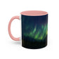 Illuminate Your Mornings: Northern Lights Accented Ceramic Mug 11, 15oz