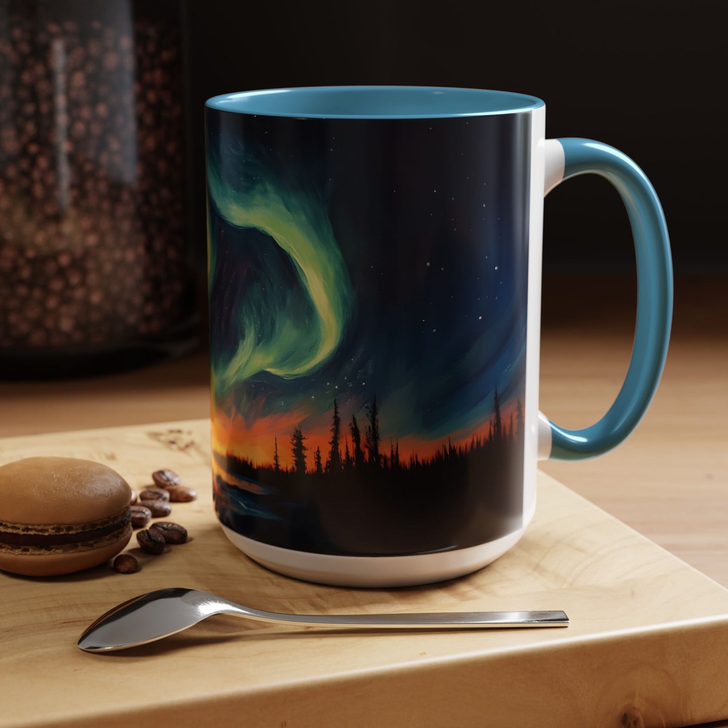 Aurora Borealis Accent Mug | Northern Lights Landscape Mug