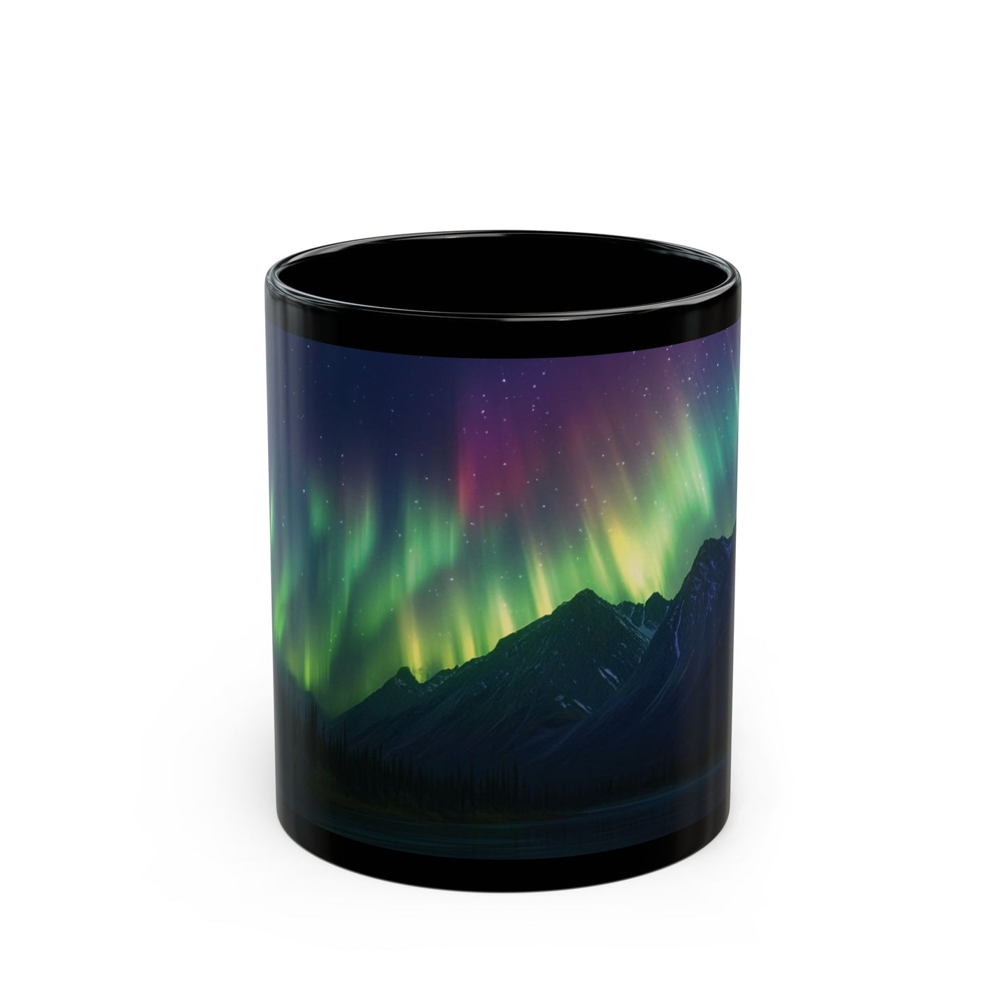 Aurora Borealis Magic: Northern Lights Ceramic Black Mug