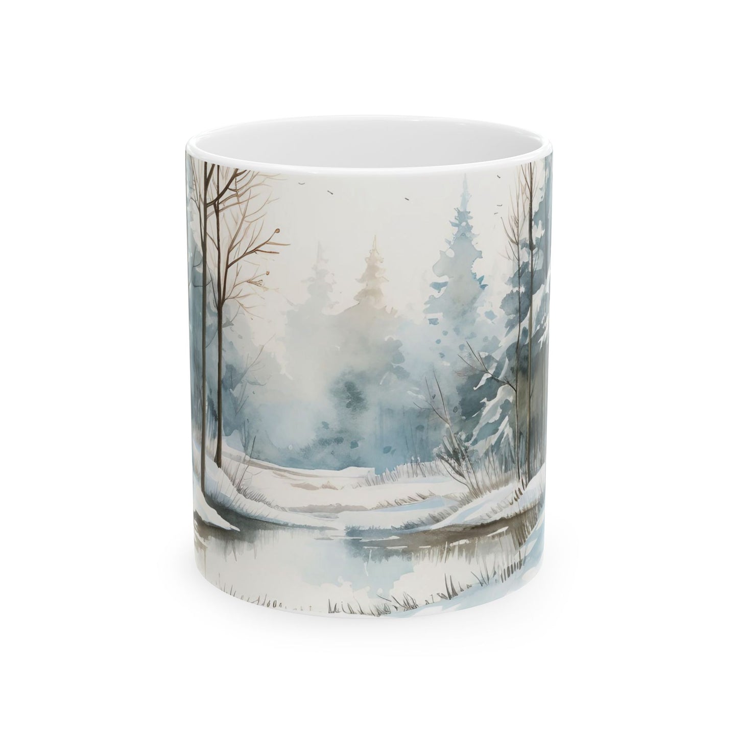 Winter Ceramic Mug 11oz, Christmas Gifts, Coffee Mug, Nature Mug, Unique Mugs