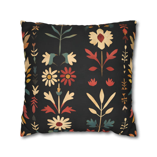 Spun Polyester Square Pillowcase, Vintage Floral Pillow Cover – Add a Touch of Nature to Your Home Decor!