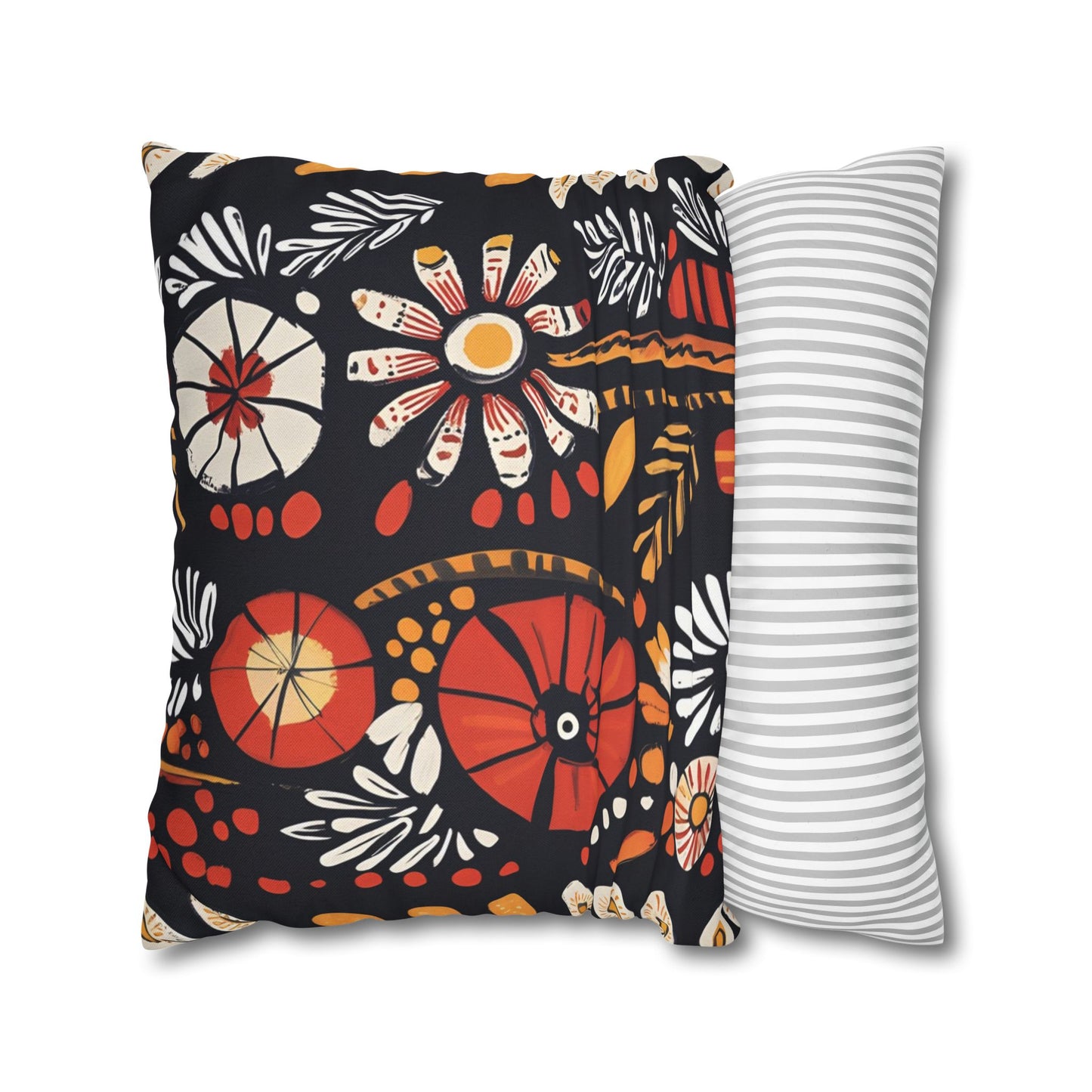 Boho Chic Floral Pillow Cover – Bold Indoor Decor | Spun Polyester Square Pillowcase | Decorative floral pillow