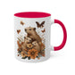 Capybara Family Autumn Mug | Whimsical 11oz Ceramic Coffee Cup with Color Accent