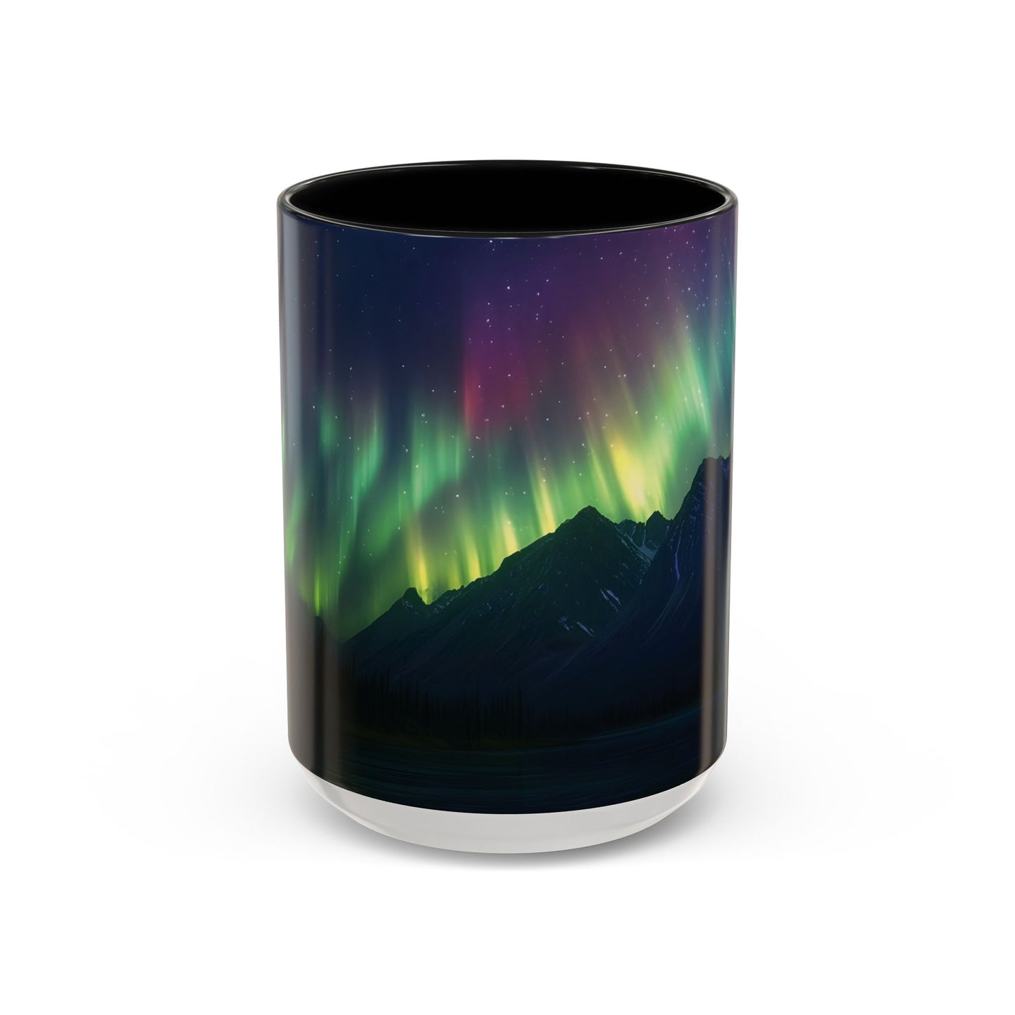 Illuminate Your Mornings: Northern Lights Accented Ceramic Mug 11, 15oz