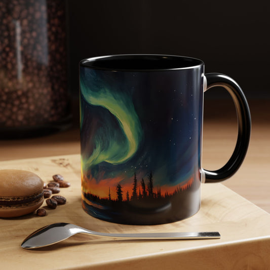 Aurora Borealis Accent Mug | Northern Lights Landscape Mug