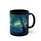 Enchanting Aurora Borealis Black Ceramic Mug | Northern Lights Mug