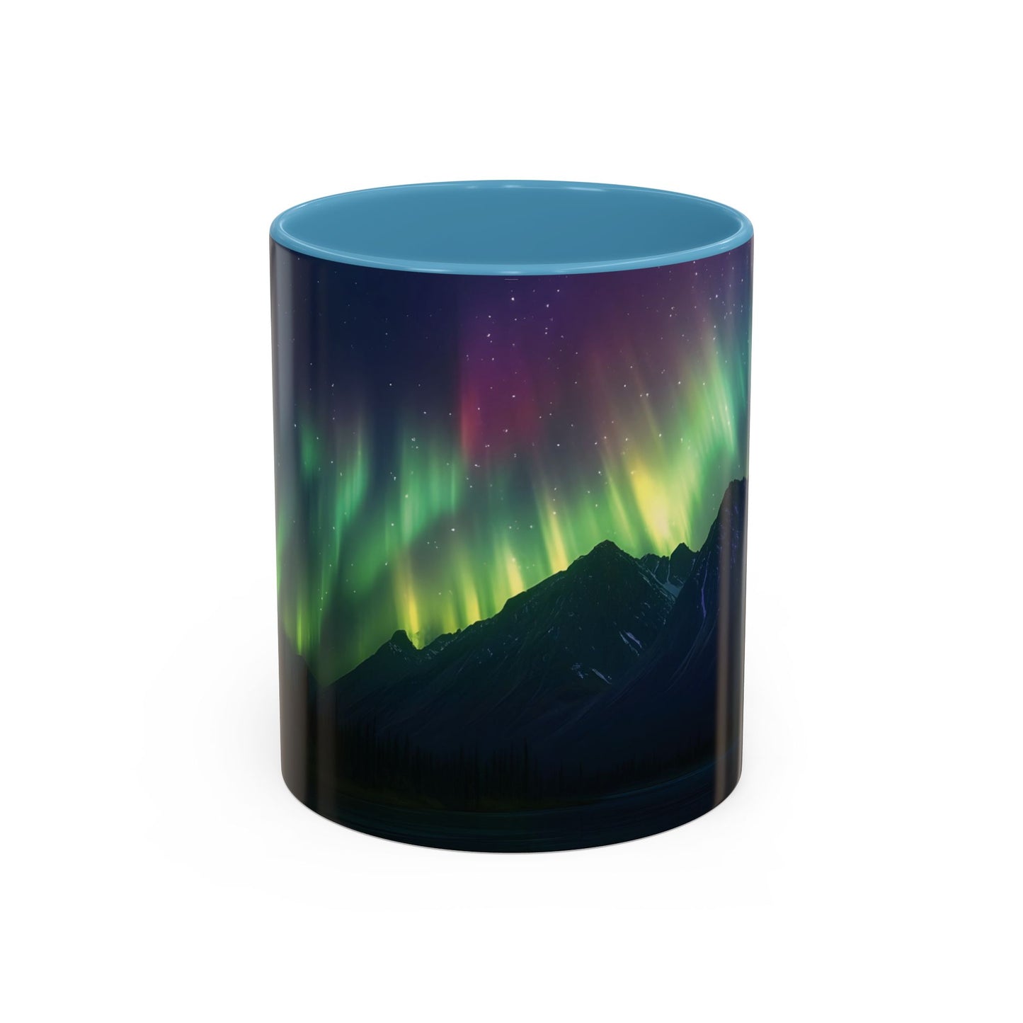 Illuminate Your Mornings: Northern Lights Accented Ceramic Mug 11, 15oz