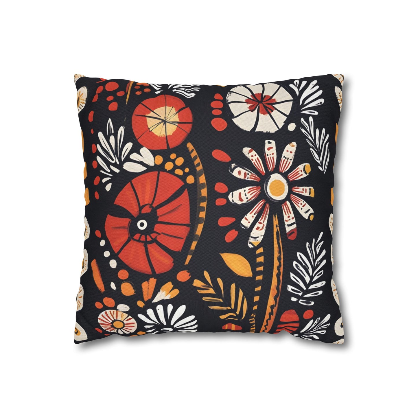 Boho Chic Floral Pillow Cover – Bold Indoor Decor | Spun Polyester Square Pillowcase | Decorative floral pillow