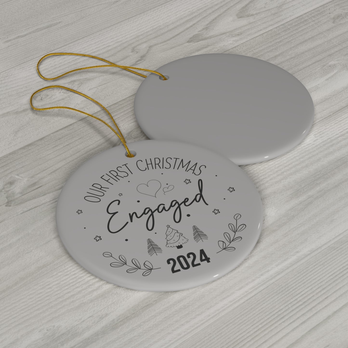 Engagement Christmas Ornament, 1-Pack - Our first Christmas engaged - Holiday Decor, Engagement Gift, Christmas Tree Decoration, Love