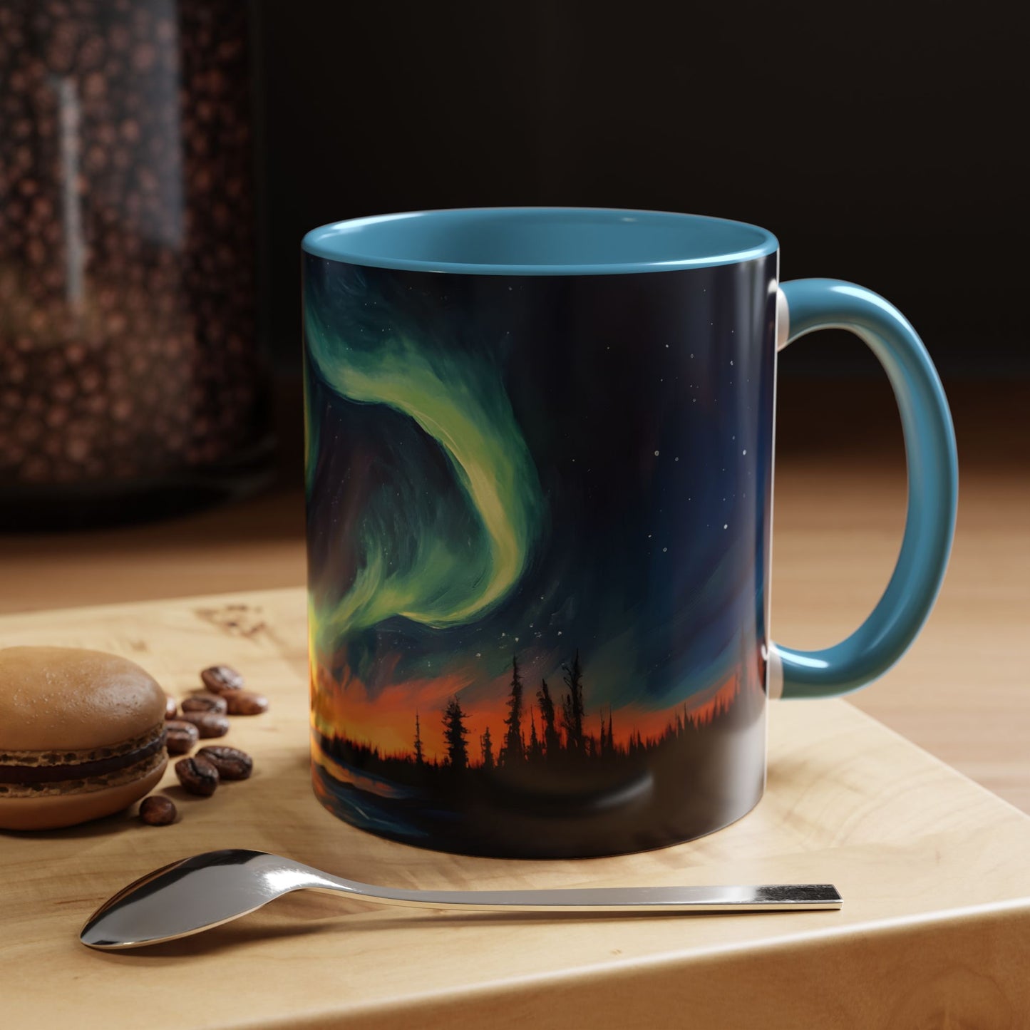 Aurora Borealis Accent Mug | Northern Lights Landscape Mug