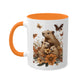 Capybara Family Autumn Mug | Whimsical 11oz Ceramic Coffee Cup with Color Accent