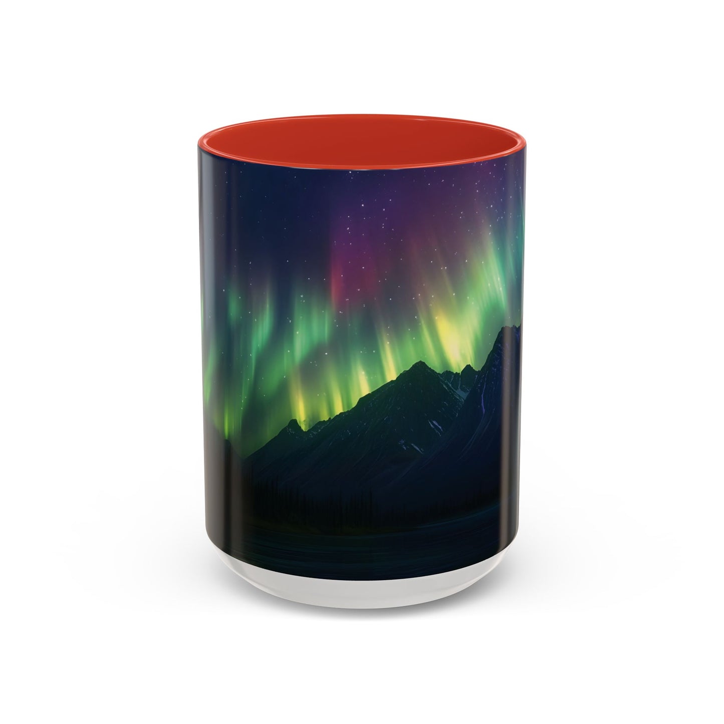 Illuminate Your Mornings: Northern Lights Accented Ceramic Mug 11, 15oz