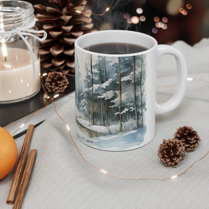 Winter Ceramic Mug 11oz, Christmas Gifts, Coffee Mug, Nature Mug, Unique Mugs