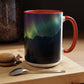 Illuminate Your Mornings: Northern Lights Accented Ceramic Mug 11, 15oz