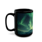 Enchanting Northern Lights Black Ceramic Mug | Black Ceramic Aurora Borealis Mug | Enchanting Mountain Night Sky Mug