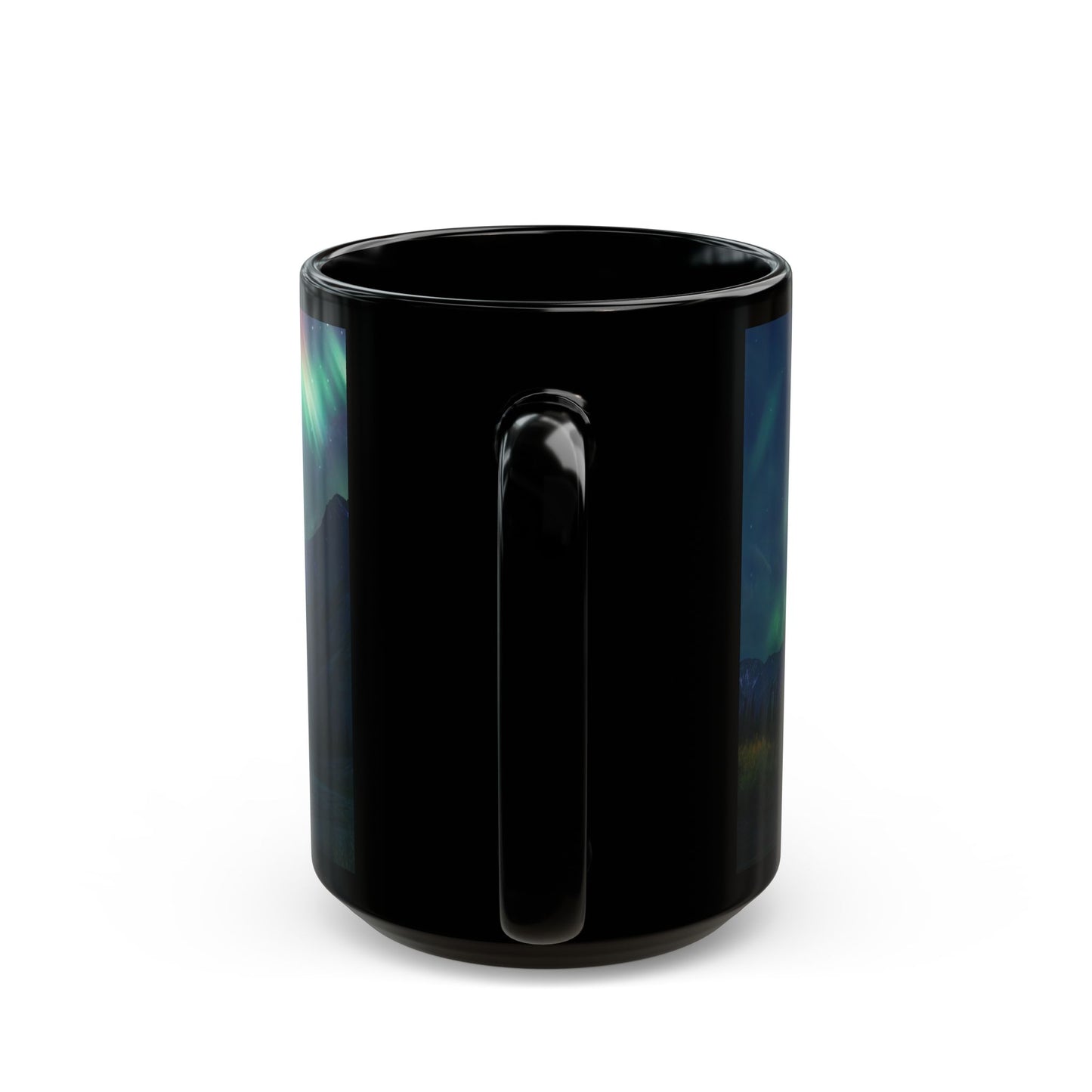 Aurora Borealis Magic: Northern Lights Ceramic Black Mug