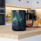 Enchanting Aurora Borealis Black Ceramic Mug | Northern Lights Mug