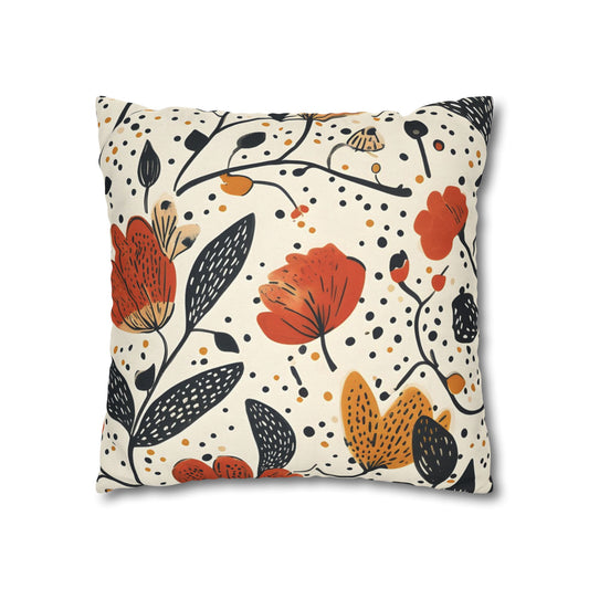 Autumn Bloom Pillow Cover – Cozy Up Your Space with Warm Floral Decor! Spun Polyester Square Pillowcase