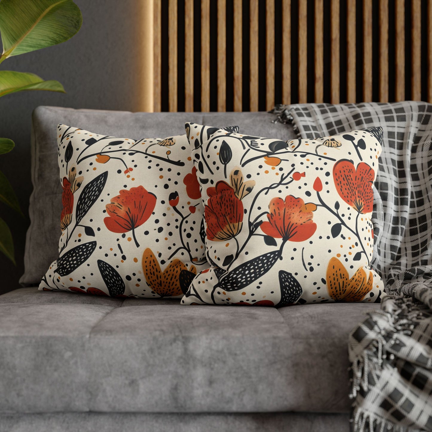 Autumn Bloom Pillow Cover – Cozy Up Your Space with Warm Floral Decor! Spun Polyester Square Pillowcase