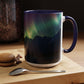 Illuminate Your Mornings: Northern Lights Accented Ceramic Mug 11, 15oz