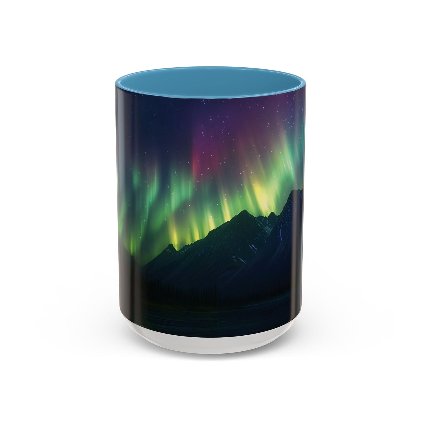 Illuminate Your Mornings: Northern Lights Accented Ceramic Mug 11, 15oz